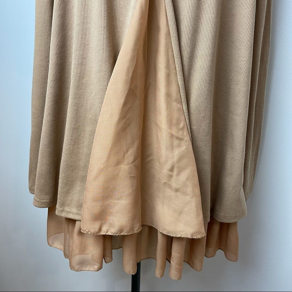CL Shang Beige Peplum Long Sleeve Layered Top Blouse Size 2XL - Picture 7 of 13
